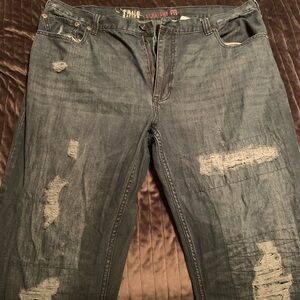 True Nation Men's Straight Fit Distressed Gray Jeans